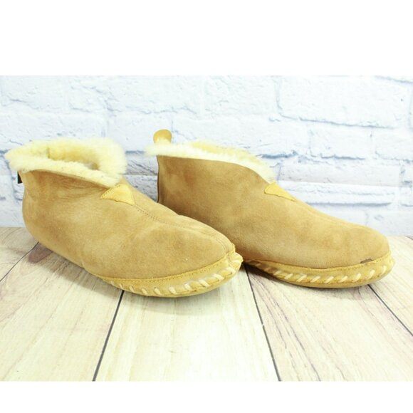 LL Bean Brown Suede Wicked Good Shearling Lined Slipper Ankle Boots Size 10 M - Picture 3 of 9